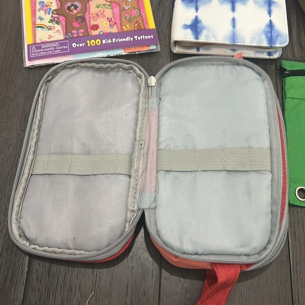 Bundle of girls pencil cases,Book of kids tattoos, and journal case